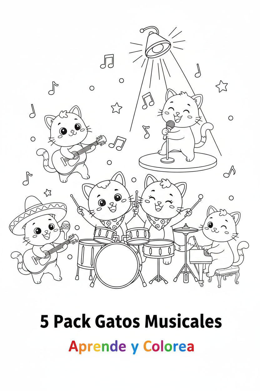 5 Pack Gatos Musicales - Portada