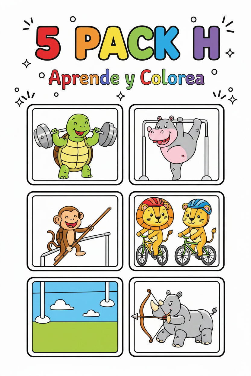 5 Pack H Animales Deportistas - A color