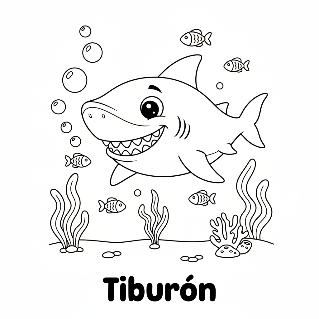 Aprende y Colorea: Animales TIBURON