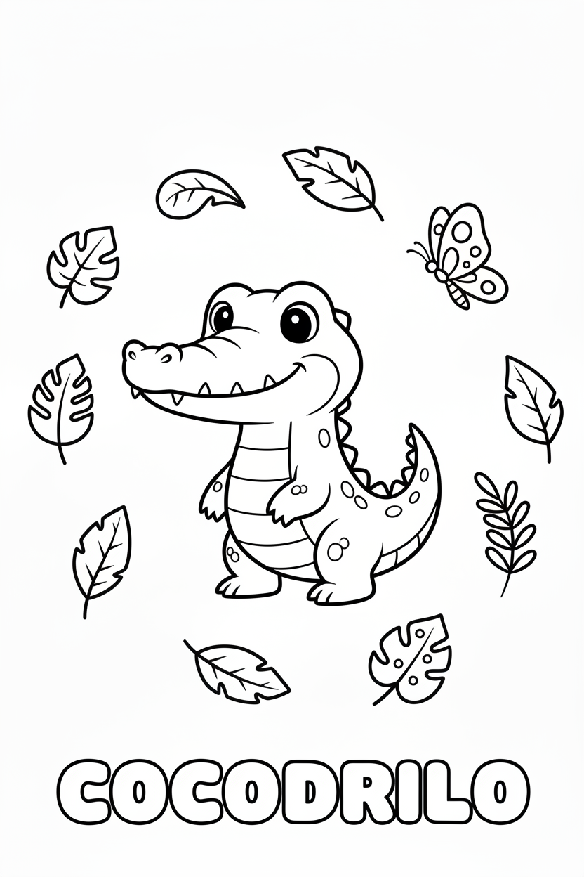 Cocodrilo para colorear - Infantil