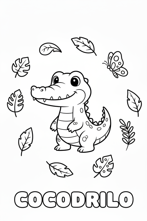 Cocodrilo para colorear - Infantil