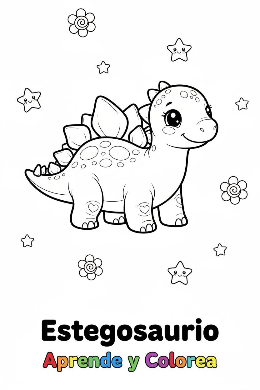⭐ Más Popular | Aprende y Colorea: Dinosaurios 5 Pack G - T-Rex, Velociraptor, Triceratops, Estegosaurio y Espinosaurio