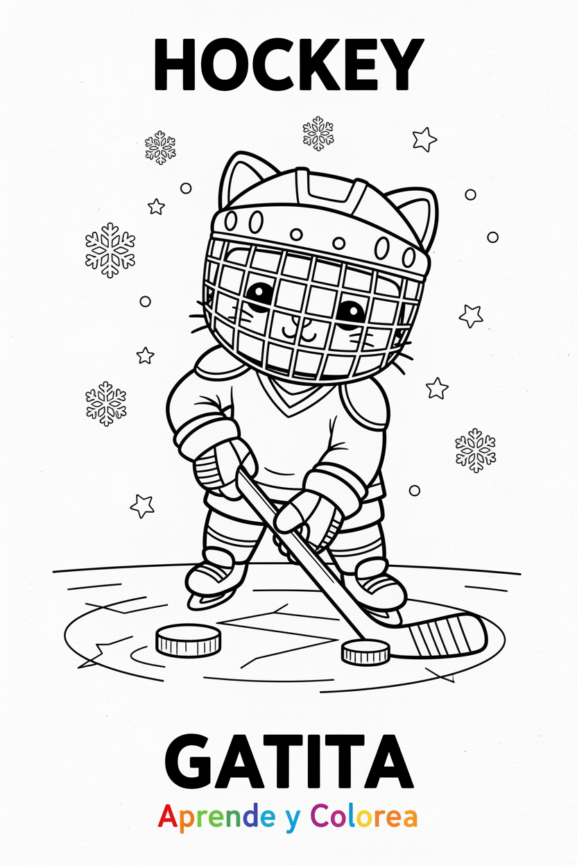 Gatita Hockey - Colorear