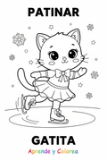 Gatita Patinando - Colorear