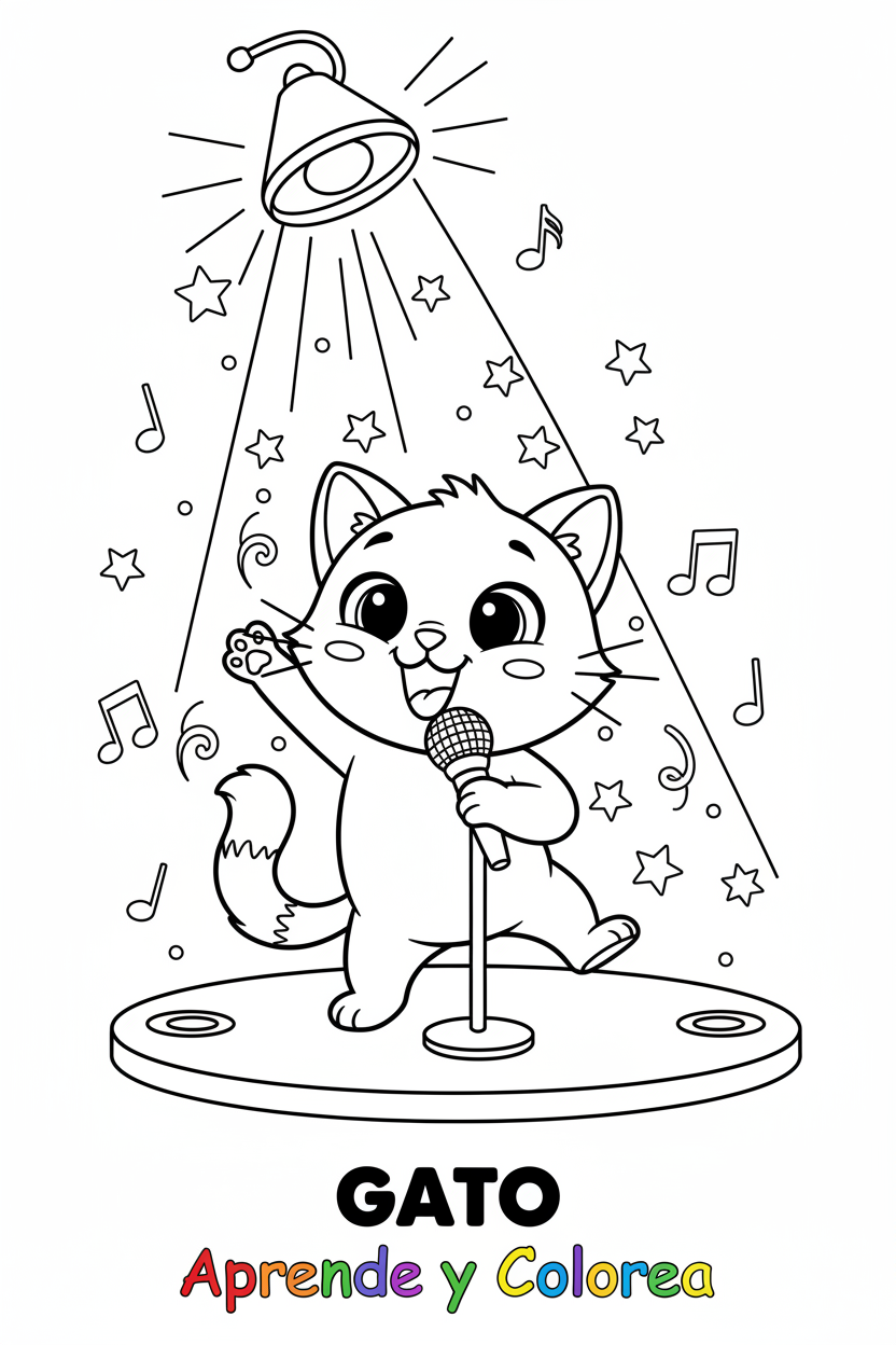 Gato Cantante para Colorear