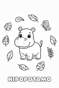 Hipopótamo para colorear - Infantil