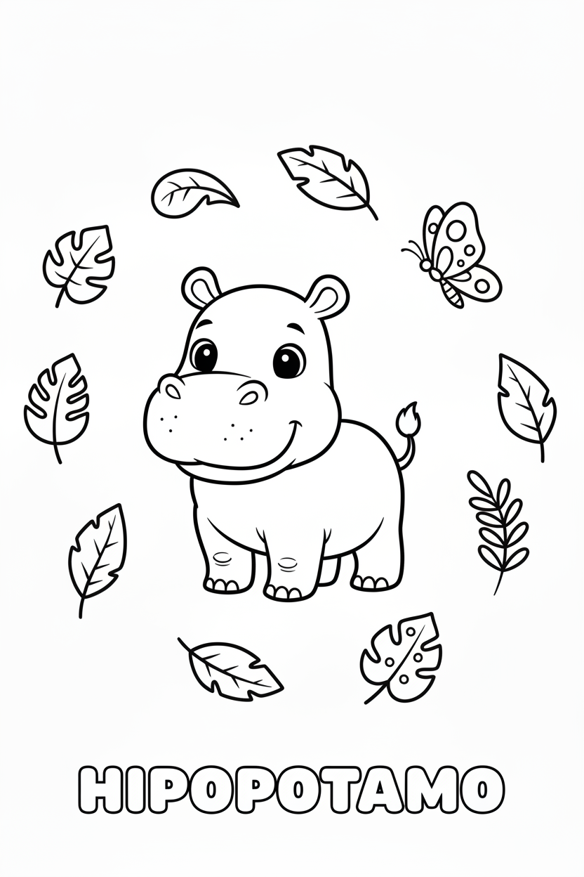 Hipopótamo para colorear - Infantil