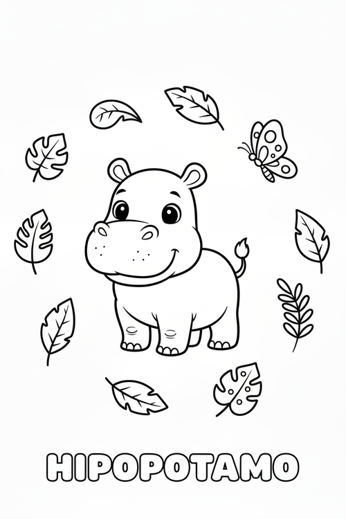 Hipopótamo para colorear - Infantil
