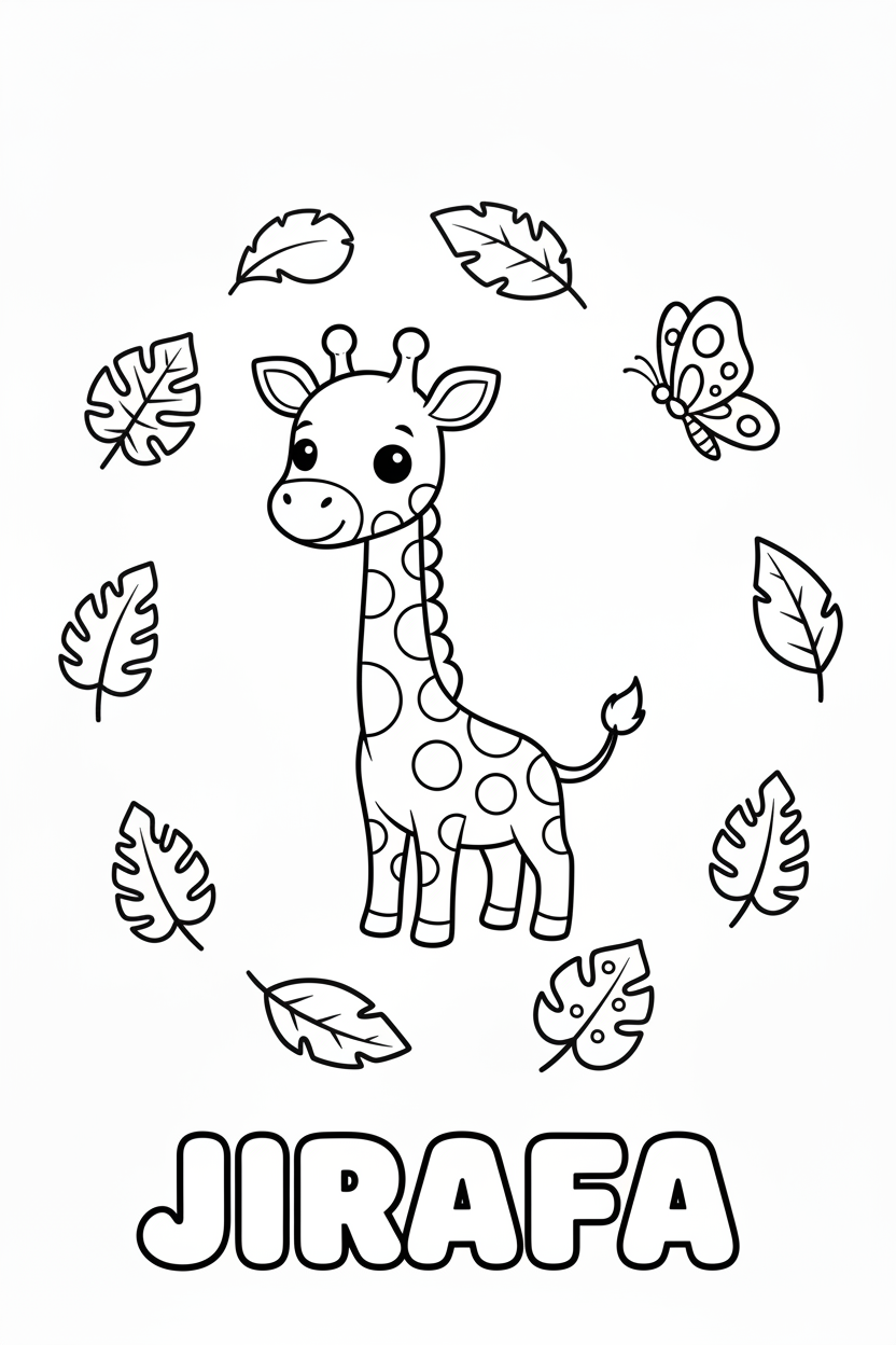 Jirafa para colorear - Infantil