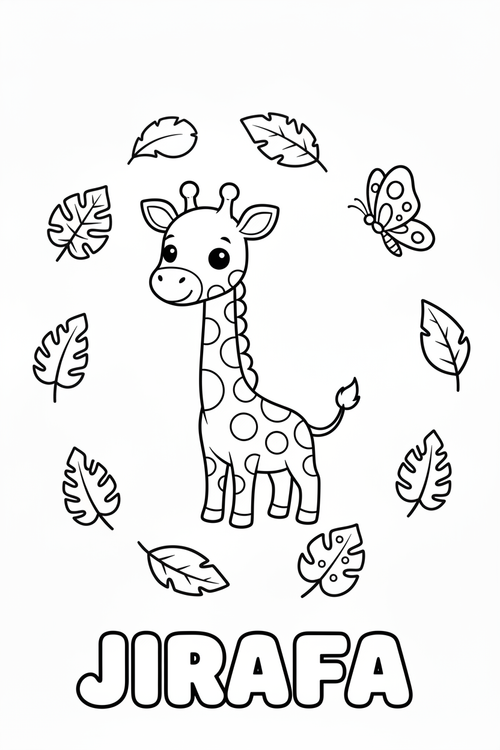 Jirafa para colorear - Infantil