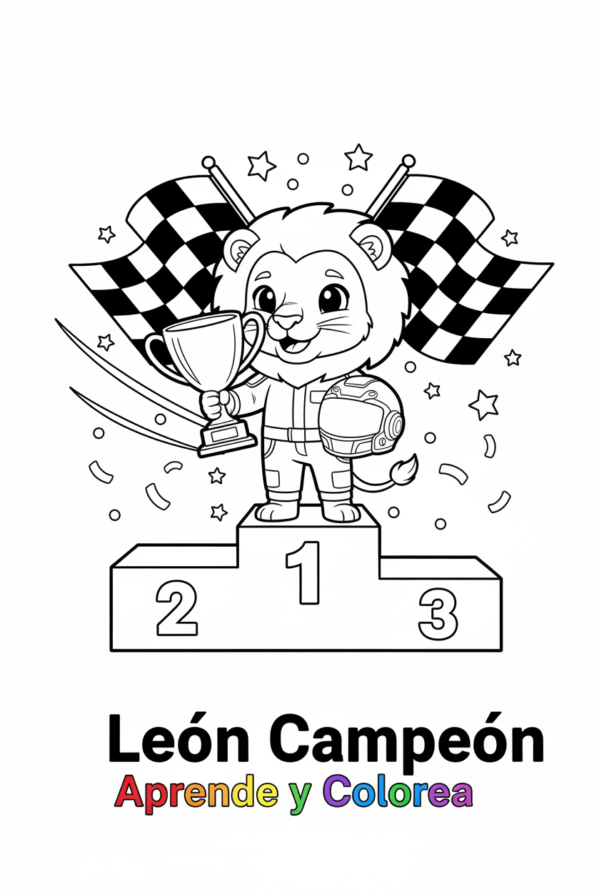 León Campeón - Página para Colorear