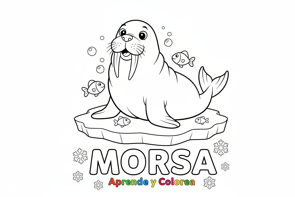Morsa para colorear - letras huecas
