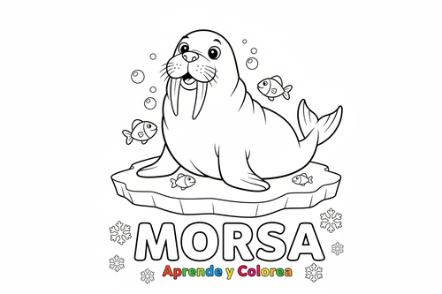 Morsa para colorear - letras huecas