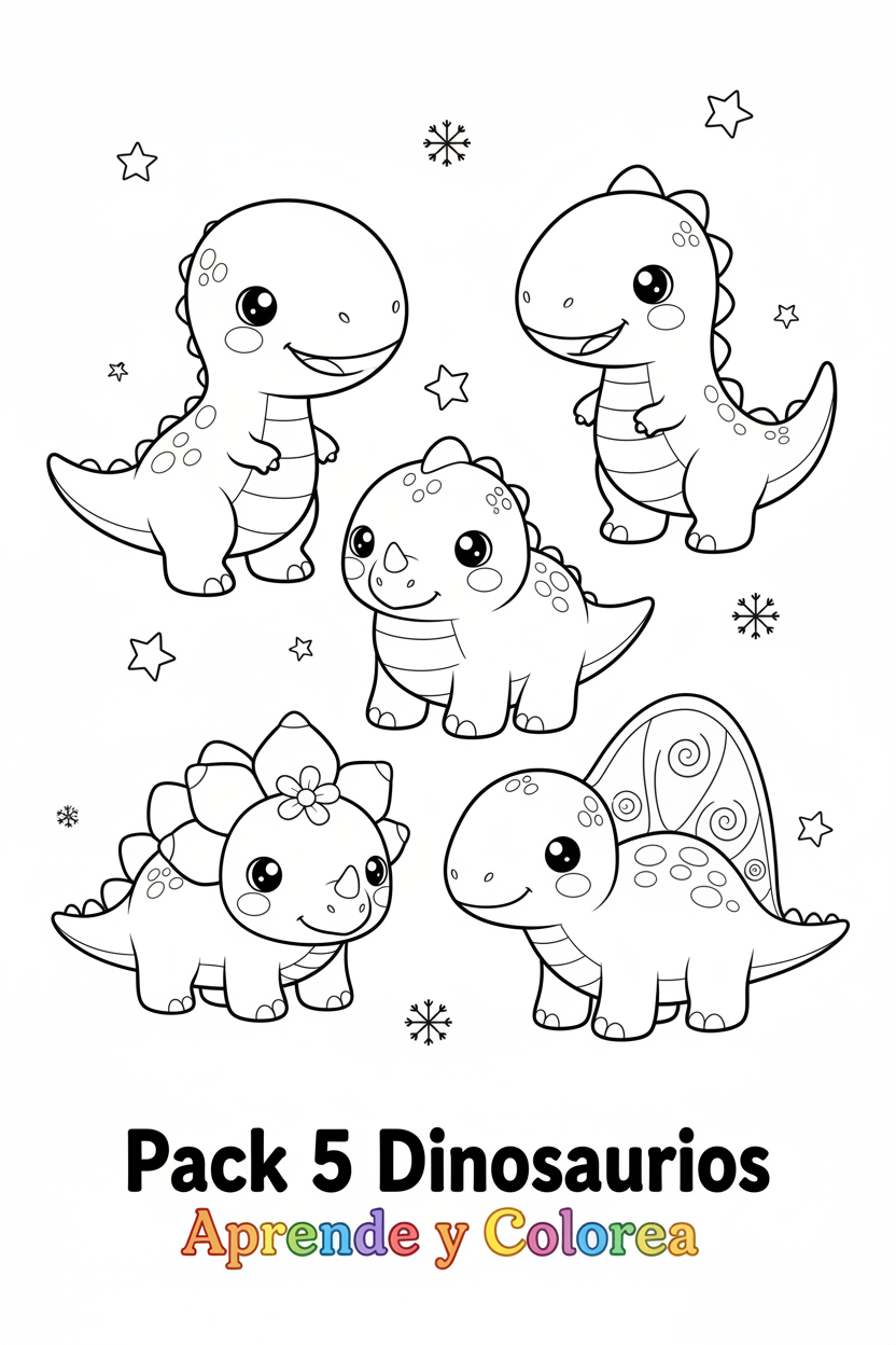 Pack 5 Dinosaurios para colorear