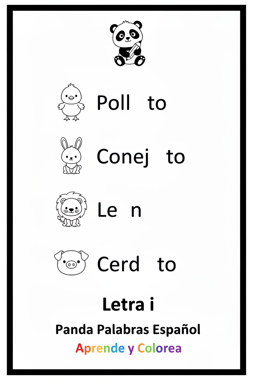 Panda Palabras Español - Letra i espacio vacío
