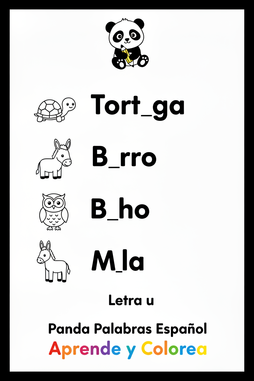 Panda Palabras Español - Letra u