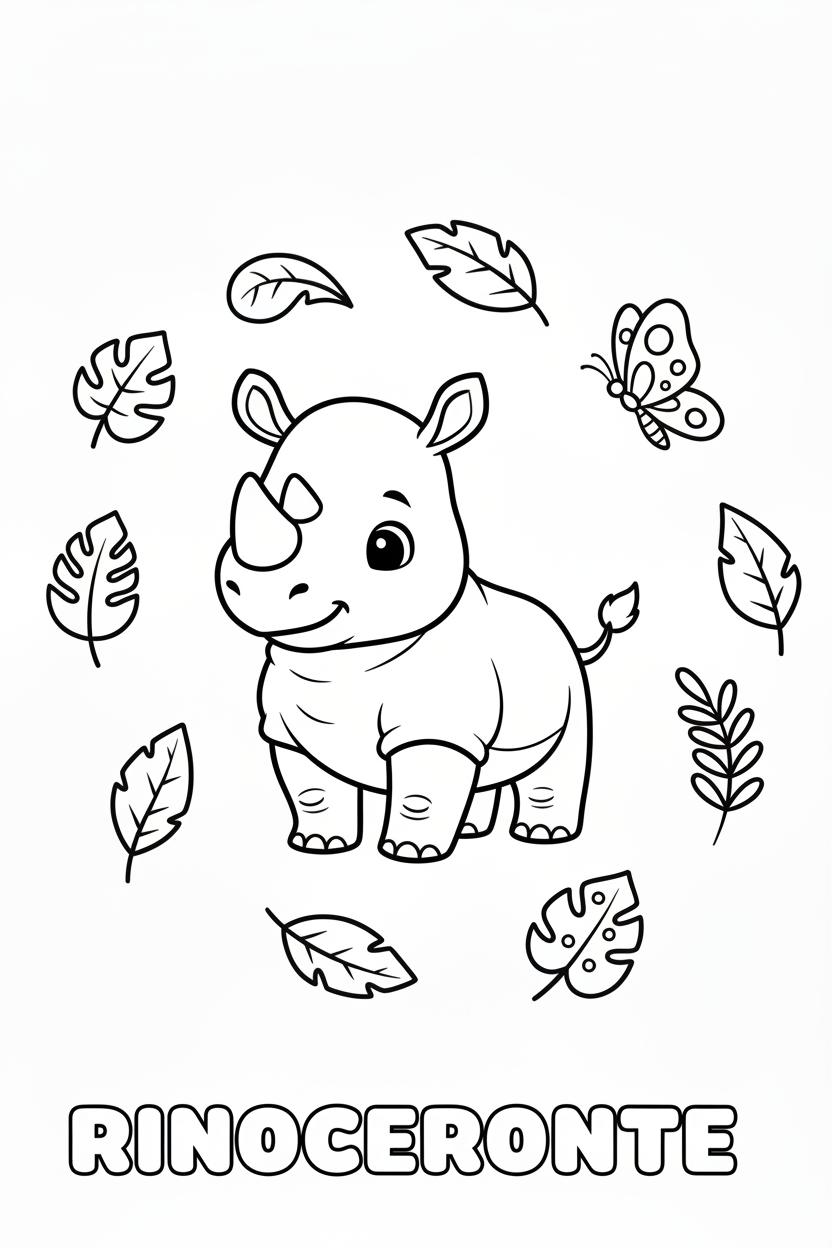 Rinoceronte para colorear - Infantil