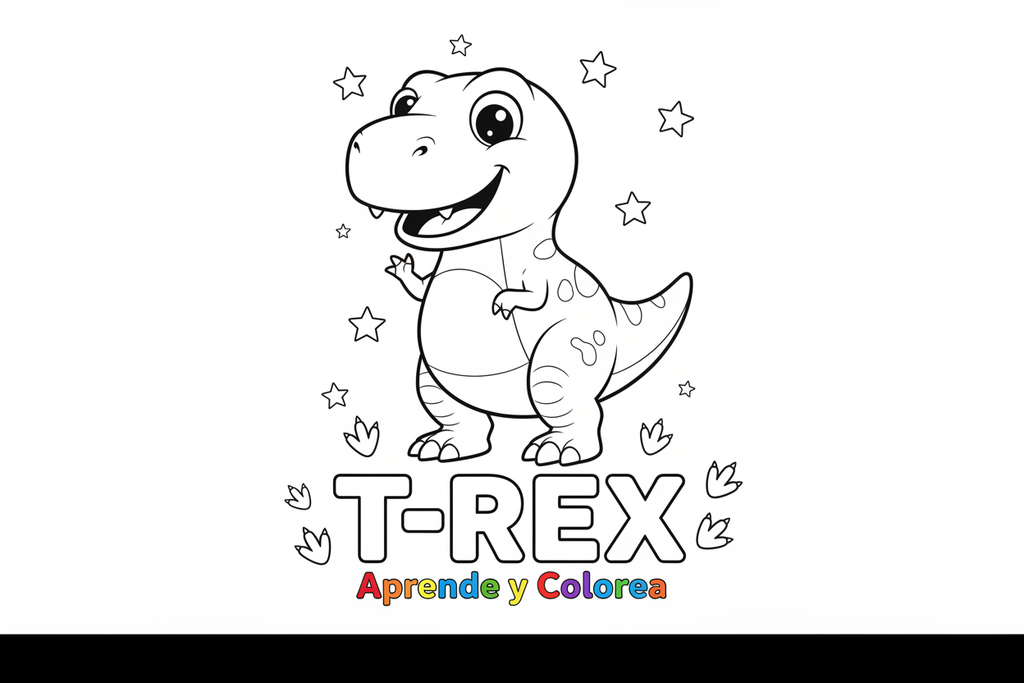 ⭐ Más Popular | Aprende y Colorea: Dinosaurios 5 Pack G - T-Rex, Velociraptor, Triceratops, Estegosaurio y Espinosaurio