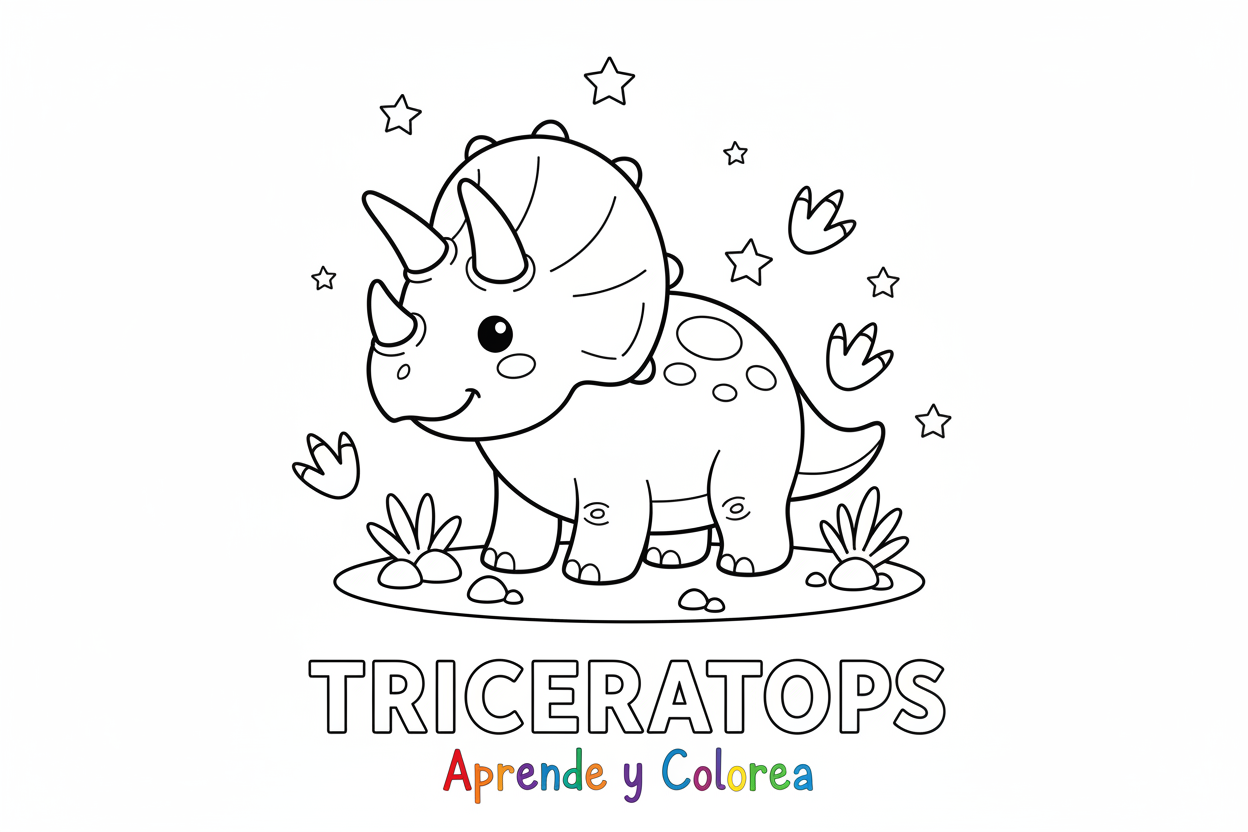 Triceratops para colorear - Aprende y Colorea